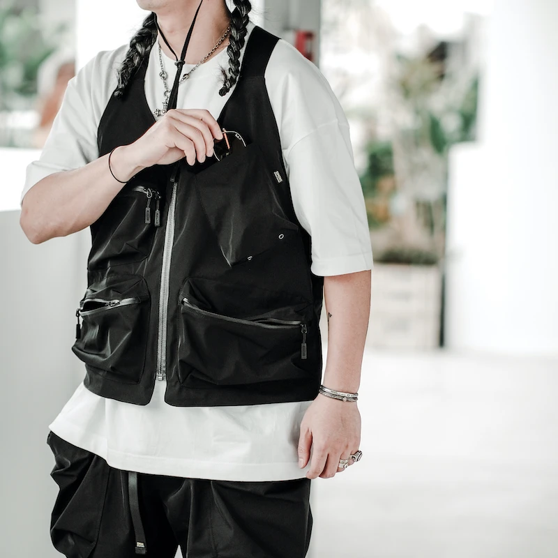 Simons Vintage outdoor functional vest Amekaji Japanese high-density nylon three-dimensional multi-pocket vest