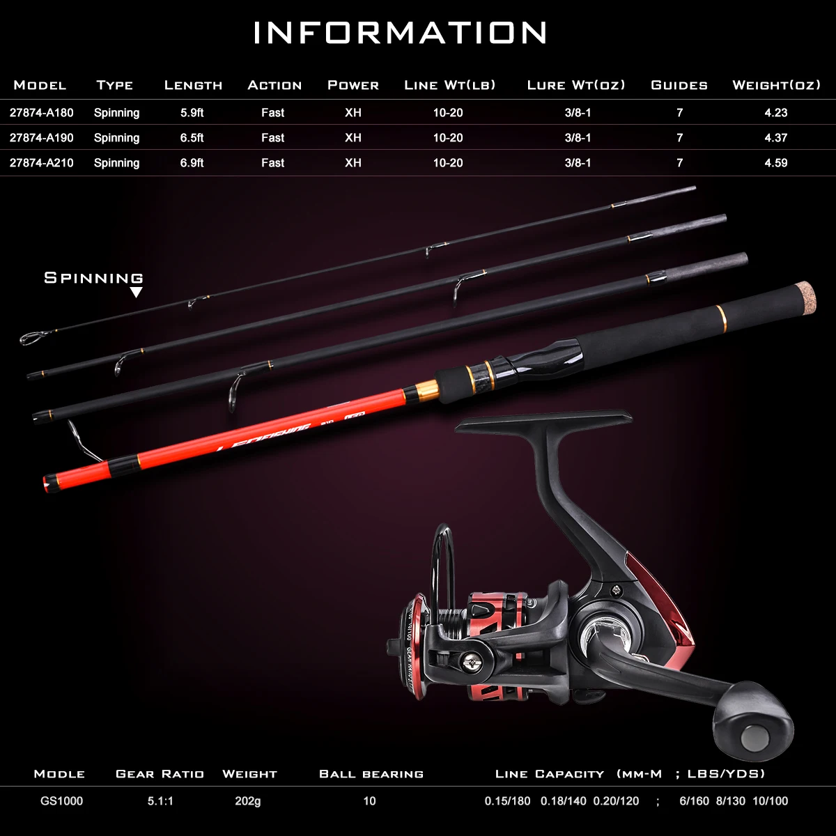 Leo 4 Section Portable Spinning Fishing Rod and Reel Combos 2.1M/6.88FT  Carbon Fishing Pole Set Full Kits for Salt Fresh Water - AliExpress