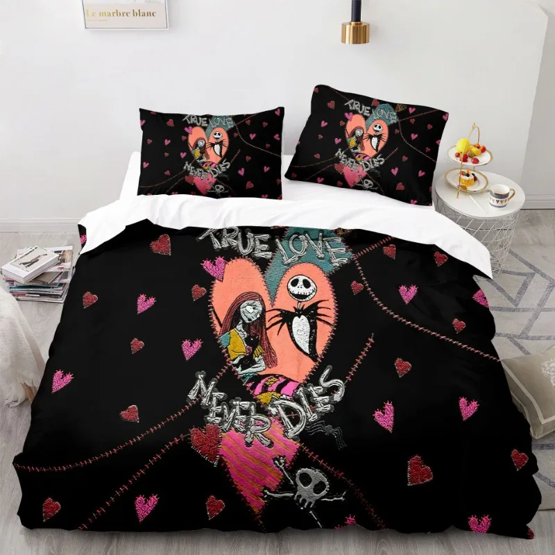 King Size O Pesadelo Antes do Natal Conjunto De Cama, Figura Anime, Sally e Jack Cosplay, Capa De Edredão Do Crânio, Conjunto De Cama Consolador