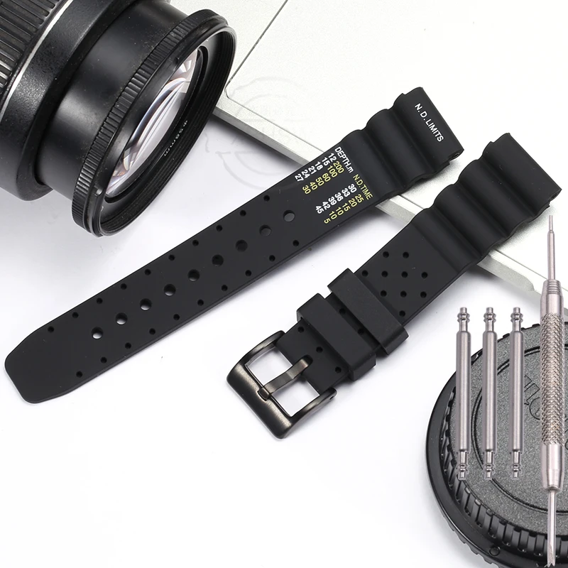 Men's Soft Silicone Sport Watch Band - Waterproof Rubber Strap with Steel Loop Bracelet