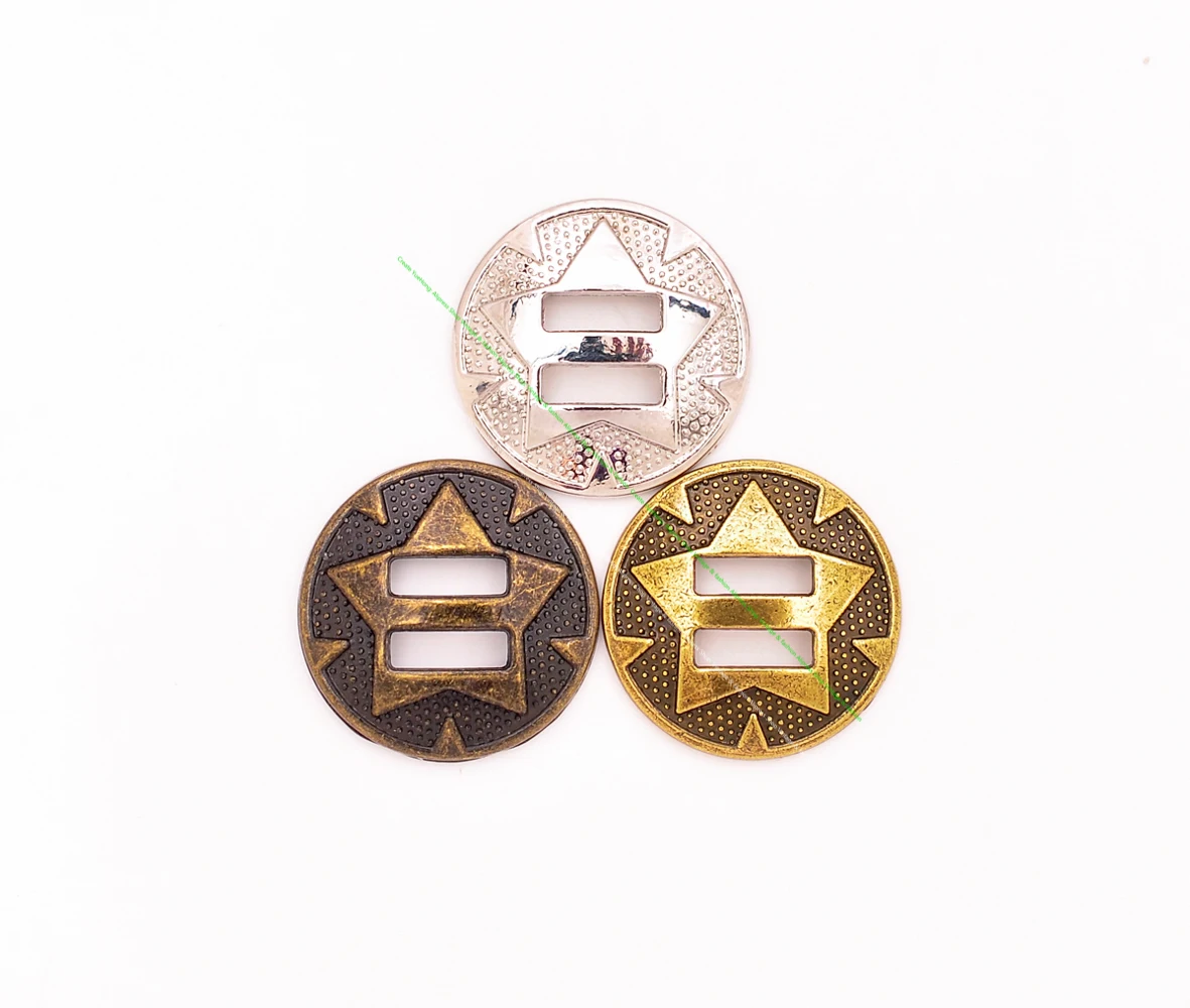 10X Ottone Placcato Western Star Selle Tack Headstall Cowboy Chaps Leathercraft Cintura Scanalata Conchos Fibbia Hardware