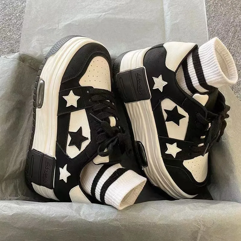 Women's Casual Platform Sneakers Star Skateboard Trainers Mix Colors Running Sport Shoes Tennis Shoes Outdoor Walking Sneakers