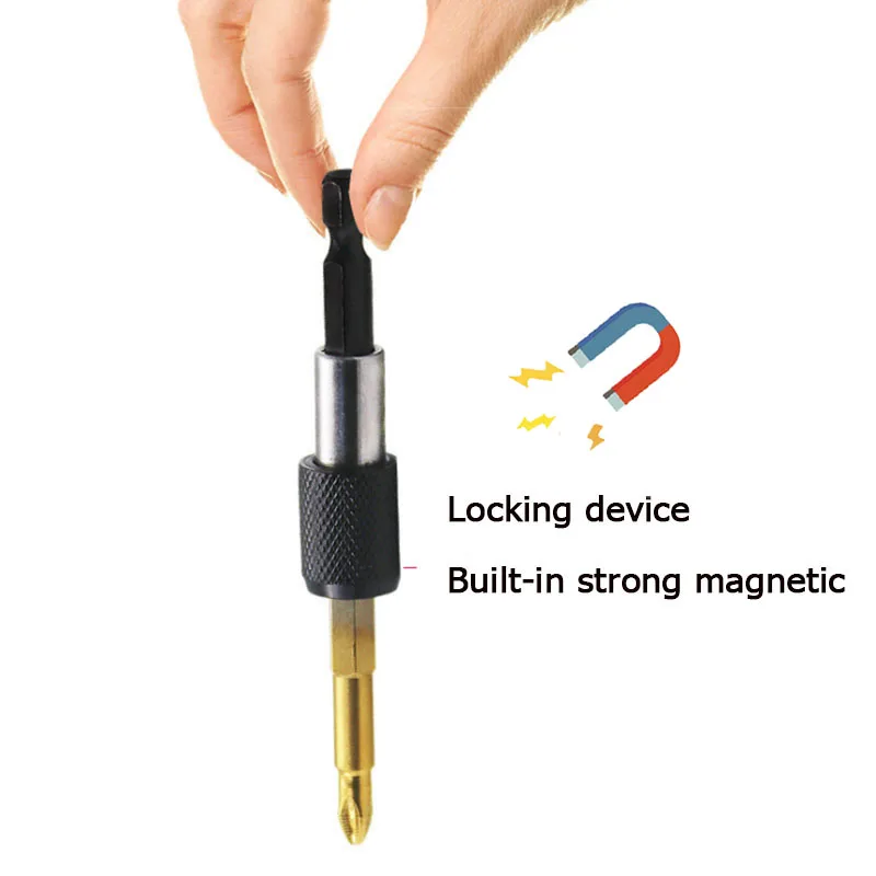 60mm hexagonal quick change rod 6.35mm self-locking screwdriver connect rod power tool accessory magnetic sleeve extension