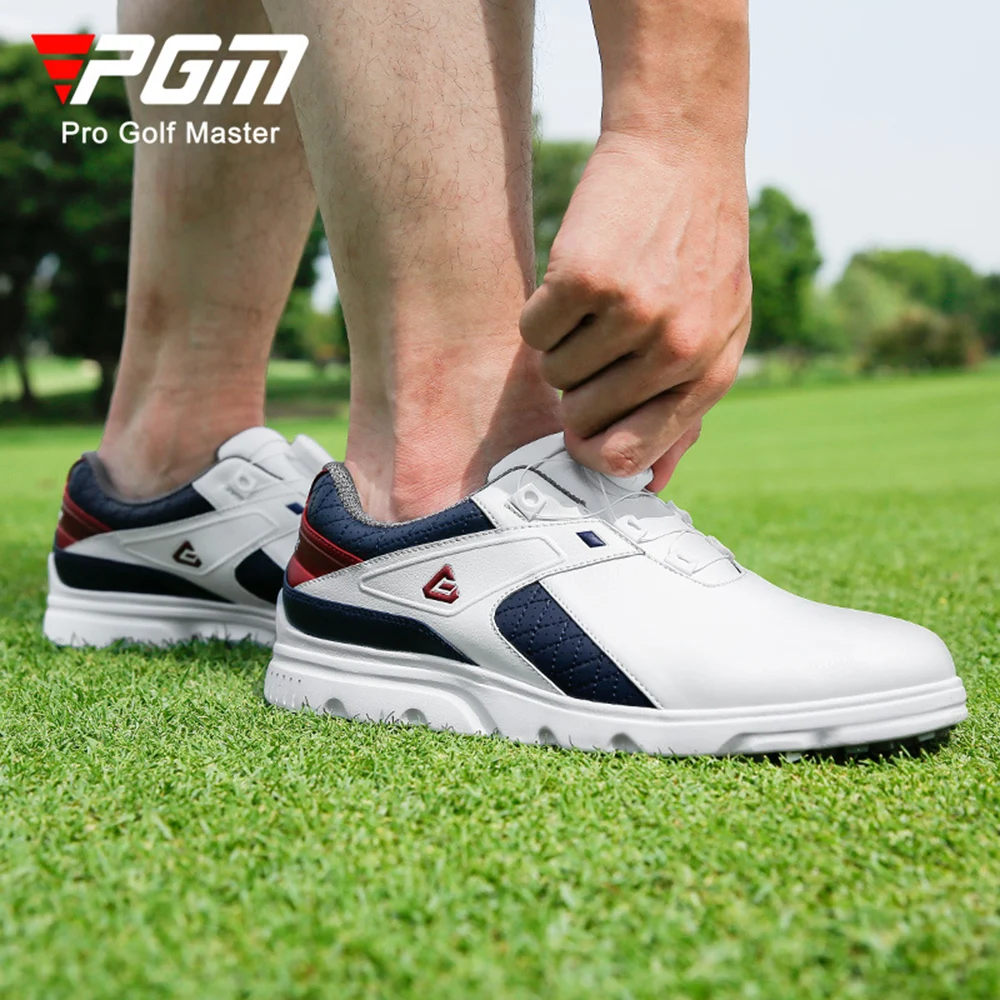 

2024 PGM Golf Wear Sports Shoes knob Shoelaces Anti-side Slip Studs Rubber Sole Waterproof Men's Turnbuckle Sneakers XZ291 골프화