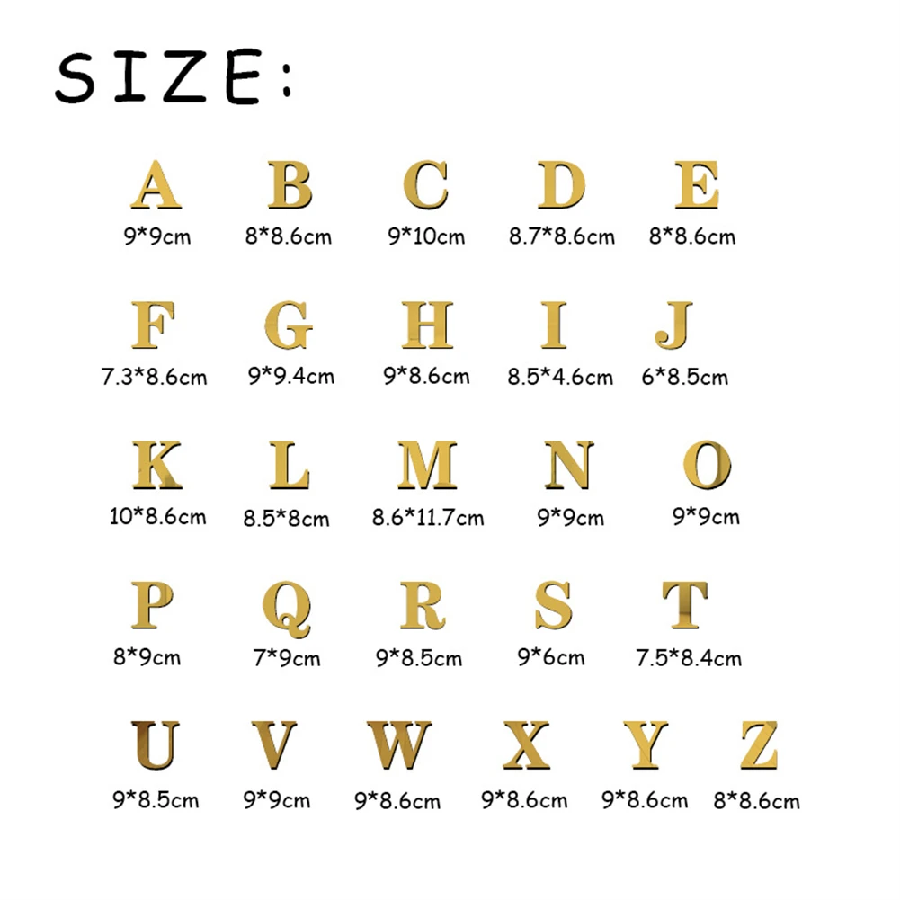 

Acrylic Mirror Wall Sticker 26 3D Alphabet Stickers Background DIY English Letters Gold Home Decoration Festival