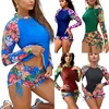 Long Sleeve Wetsuit Two Piece Surfing Swimsuit Women's Sexy Sporty Scuba Diving Competition Swimsuit Floral Print Polyester F...