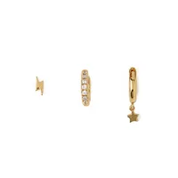 ROXI INS Trend 925 Sterling Silver 18K Gold 3PCS Stud Earring Sets For Women Piercing fancy Zircon Ear Punk Street Jewelry Set - Image 4