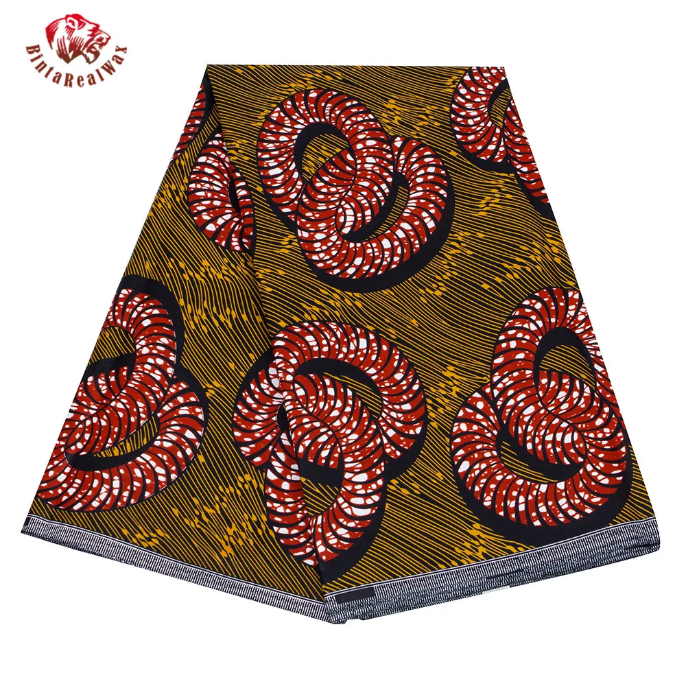 

BintaRealWax 6 Yards/Lot African Cotton Fabric Fashion Print Wax Ankara Material Sewing Cloth for Party Dress 002
