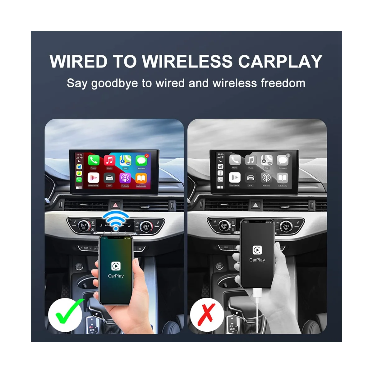

Беспроводной адаптер CarPlay для Android, обновленный адаптер Wi-Fi 5 ГГц для проводного CarPlay, проводной адаптер для автомобиля