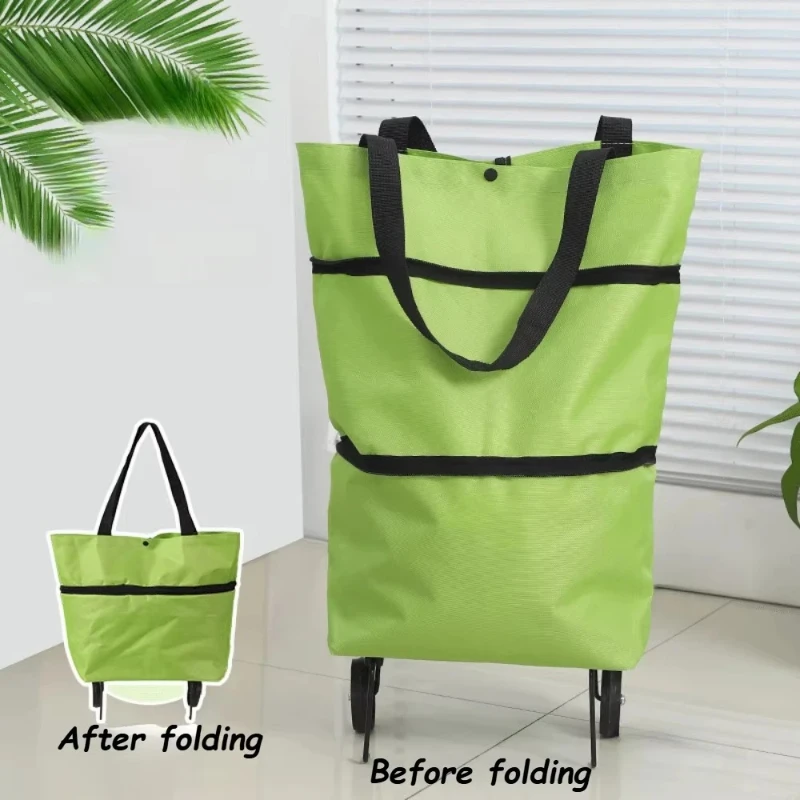 1pc Portable and Foldable Shopping Cart, Household Vegetable Cart, Lightweight with Wheels, Backpackable