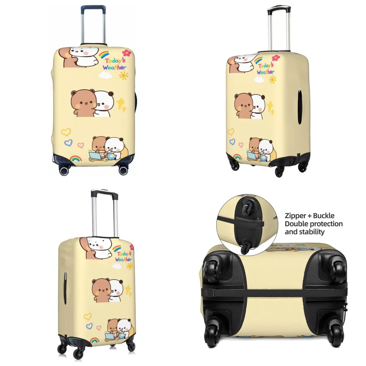 팬더베어 부부 두두 여행가방 커버 스트레치 비즈니스 보호용 수하물 액세서리 휴일용