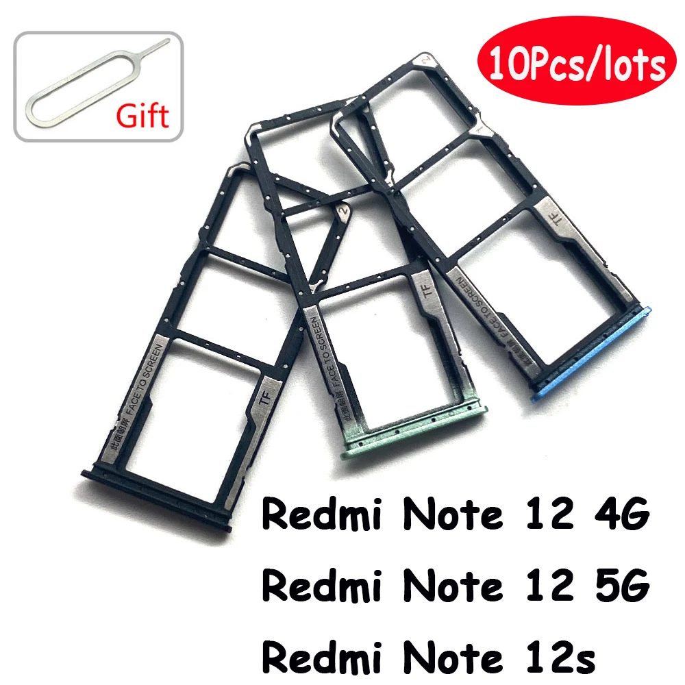 

10Pcs, Sim Card Tray Holder For Xiaomi Redmi Note 12S 12 4G 5G SIM Card Slot Micro SD Card Adapter Reader Replacement