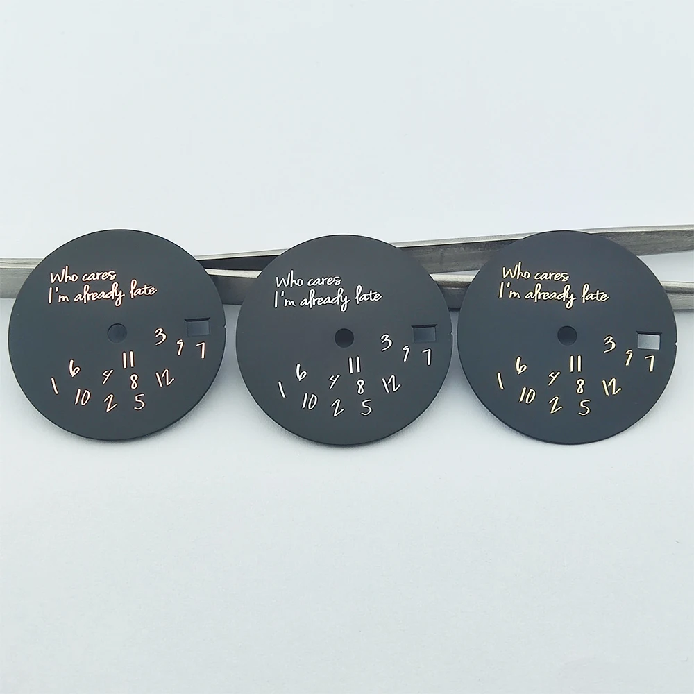 28.5mm Metal Watch Dial with 'Who Cares, I’m Already Late' Text Design