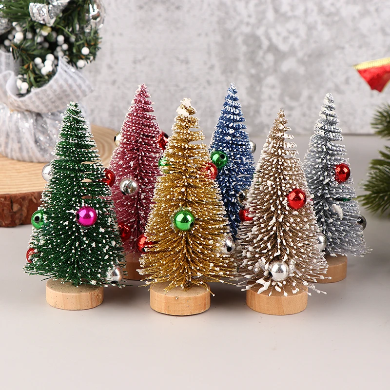 

Green Christmas Tree Cedar Tree Snowflake Pine Needle Tree Doll House Mini Xmas Tree Tabletop Miniature Snow Hotel Home Decor