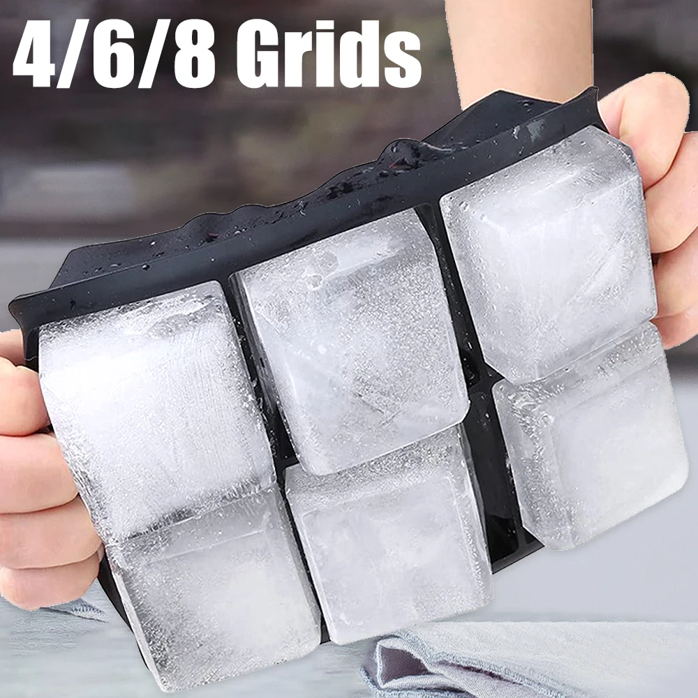 

Big Ice-making Mold Box Food Grade Silicone Ice Square Trays for Cocktail Bar Pub Wine Ice Blocks Maker Diy Mould 4 6 8 Grids