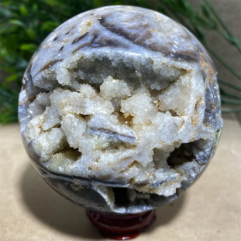 

Sphalerite Stones Natural Shpere Ball Quartz Crystal Geode Healing Wicca Feng Shui Reiki Specimen Home Crafts Decoration+Stand