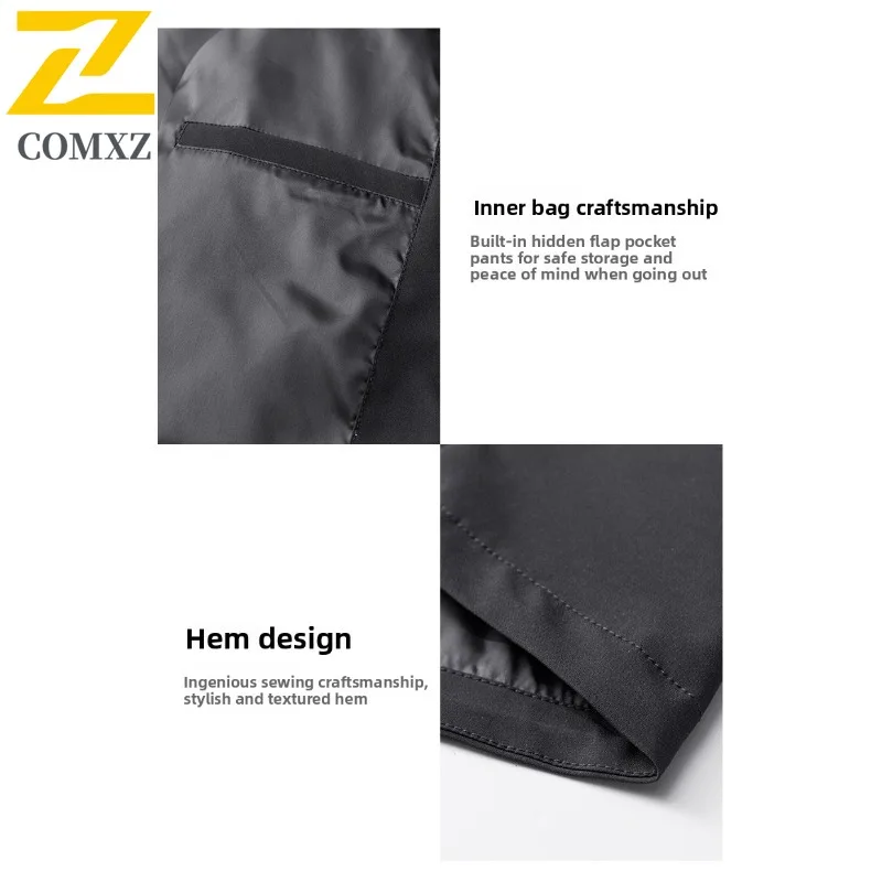 COMXZ Men Autumn New Jacket Casual Outdoor Mountaineering Wear Resistant Coat Premium Hooded Biking Lightweight Windbreaker