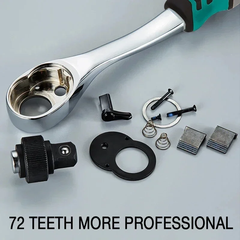 Ratcheting Socket Wrench 72 Teeth Socket Wrench Set Diy Workshop Quick Release Reversible Ratchet curved Car Repair Handle Tools 4