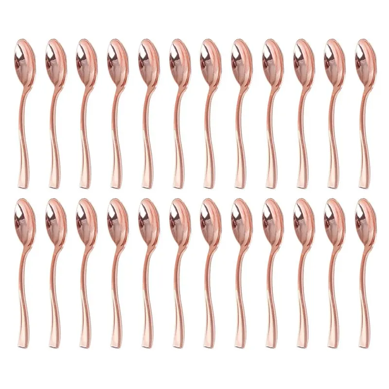 Description Picture 6 of item24PCS Plastic Disposable Spoons Forks Set Imitate Metal Flatware For Barbecue Party Picnic Kitchenware