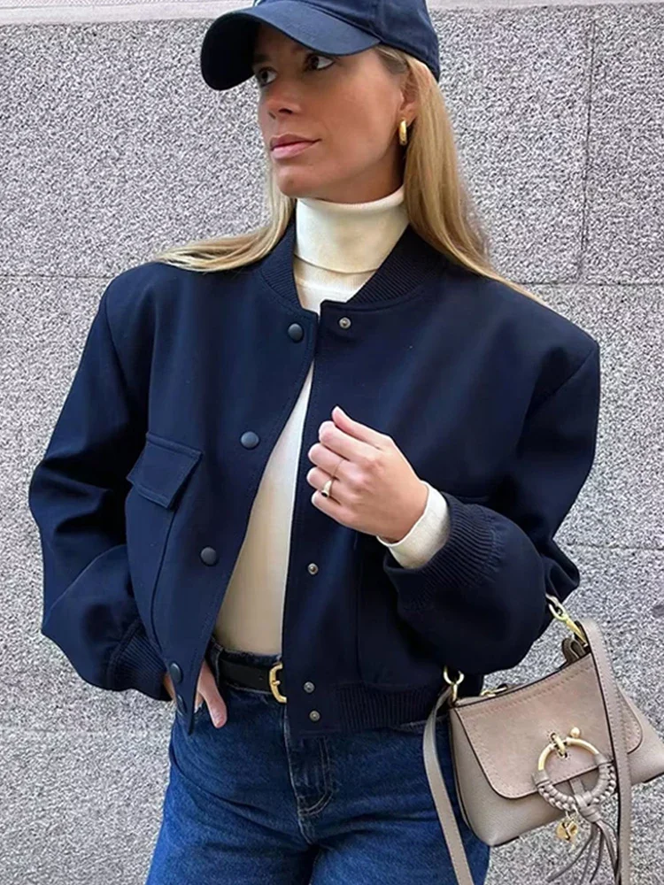 

New Spring Bomber Jacket Women Solid Long Sleeve Racing Jackets Women Fashion Pocket Coats Female Casual Vintage Outerwear Tops