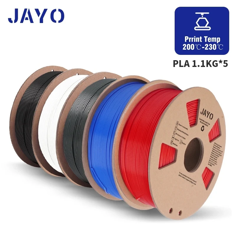 JAYO PLA Meta/ABS/PETG/SILK/PLA Filament 1.75MM 5Rolls 3D Printer 100% No  Bubble for FDM DIY Gift Material Fast Shipping