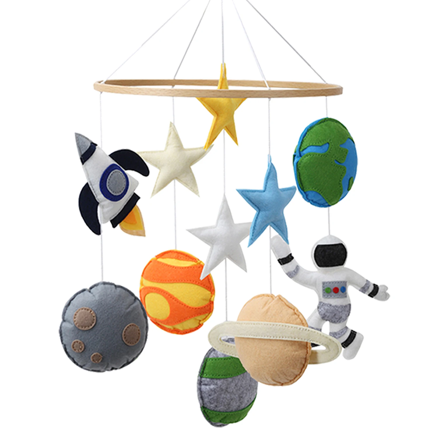 Solar system baby mobile nursery astronaut  mobile outer space crib Felt planet mobile