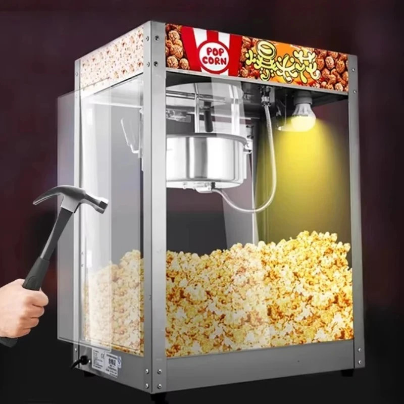 New stainless steel automatic electric heating gas popcorn machine for commercial stall