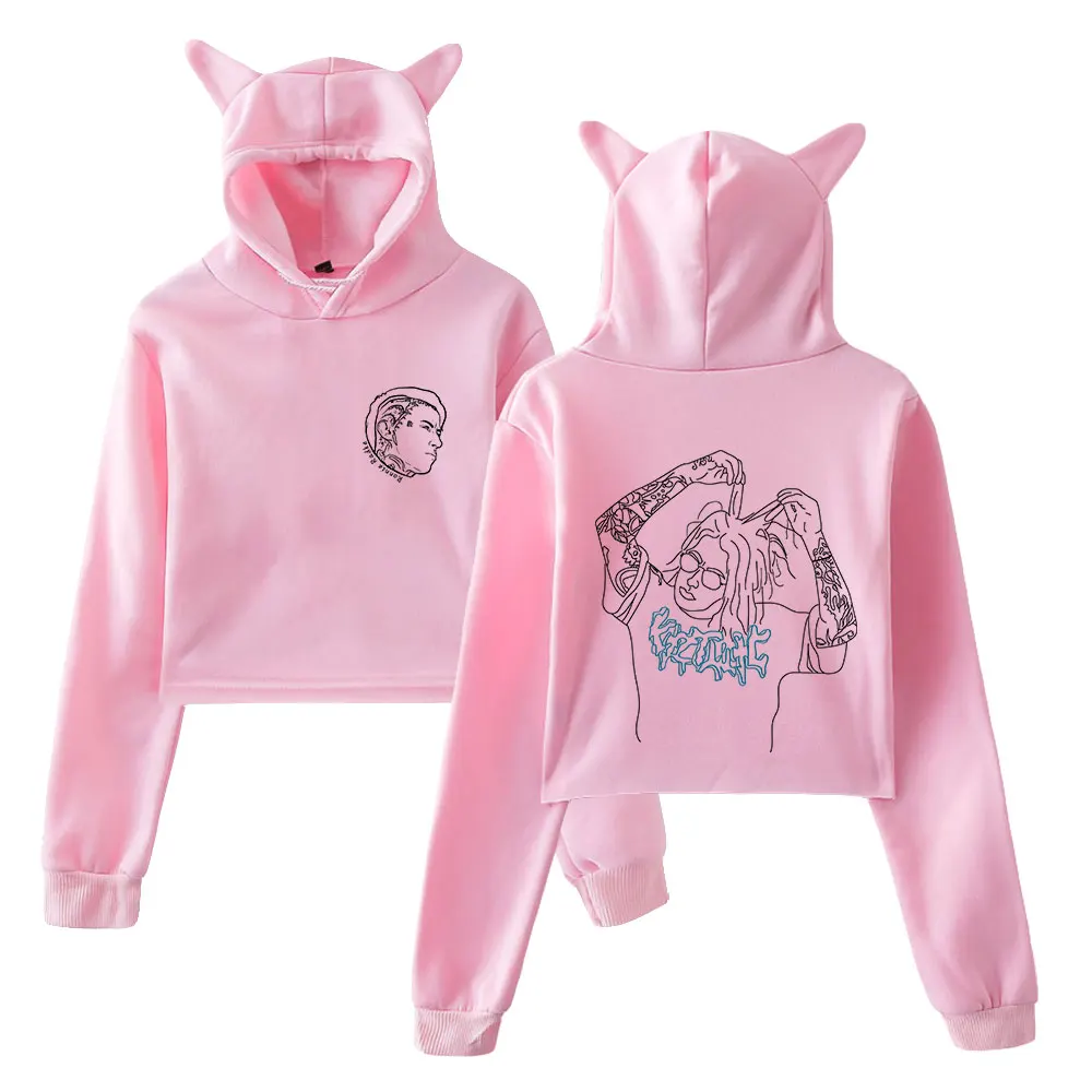 Ronnie Radke Hoodie Sweatshirts Crop top Hoodie Pullovers Printing Singer for Girls Cat Ear Youth Streetwear Clothes
