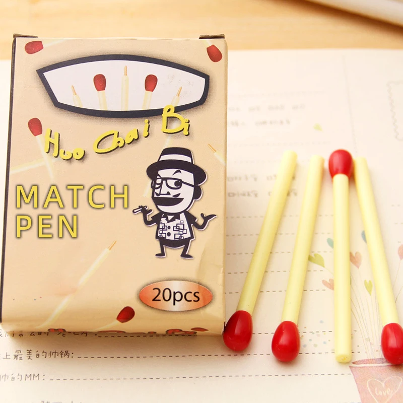 20Pcs Simulated Matches Mini Ballpoint Pens Children's Prizes Cute Stationery Kawaii School Supplies School Gift Writing Pens vintage book shape memo pads mini tearable writing paper message note pads kawaii stationery pocket notebook office supplies