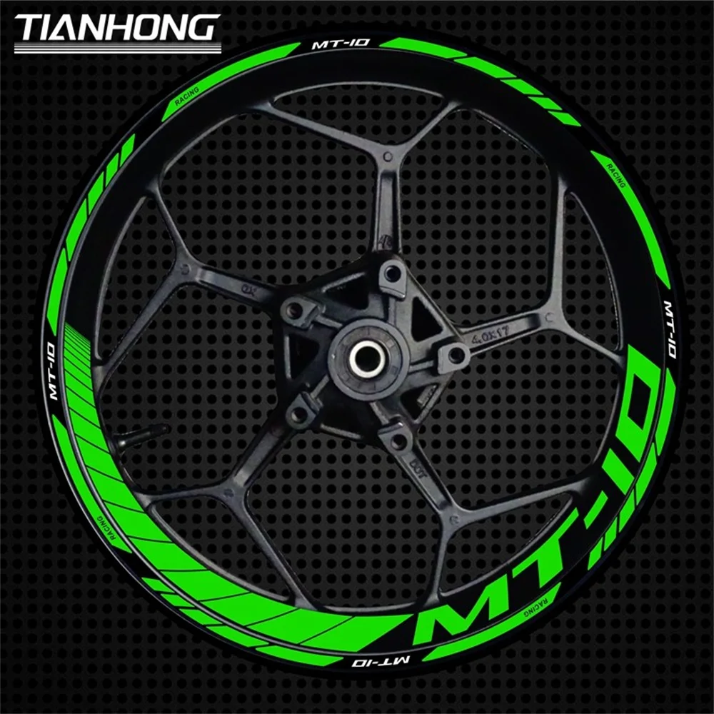 Reflective Stickers Motorcycle Stickers Vinyl Stickers Custom Stickers Wheel Hub Stickers Motorcycle Accessories For YAMAHA MT10 Motorcycle 17 Inch Wheel Hub MT-10 Decal Decoration Set Rim MT 10 Reflective Waterproof Sticker
