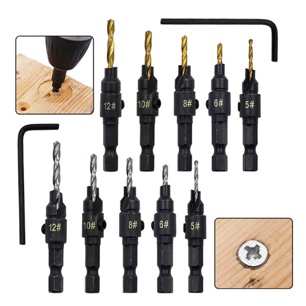 4/5Pcs Conical Drill Bit Countersink Drill Woodworking Drilling Pilot Holes HSS Universal Counterbore Cutter Screw Hole Drill