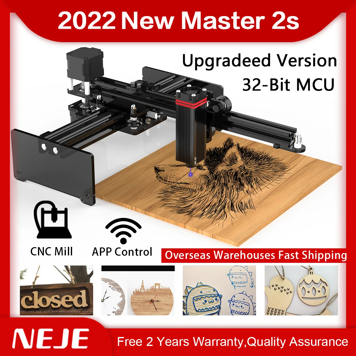 NEJE Master 2S cnc Desktop wireless Laser Engraver Printer with 32Bit Mainboard,Cutter,Wood Router,Engraving,Cutting Machine