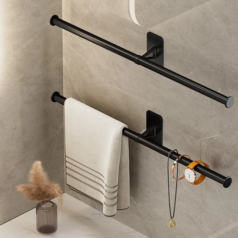 55cm Self-adhesive Bathroom Towel Rack Holder without Drilling Wall Mounted  Bath Towel Shelf Kitchen Accessories Towel Hanger