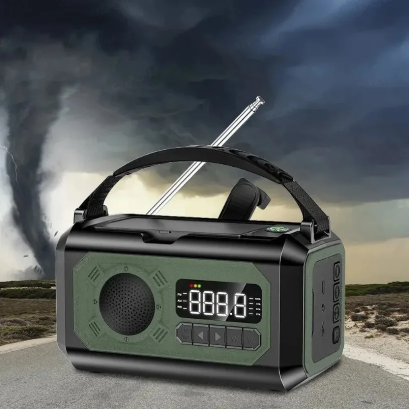 Portable Radio Portable 12000mAh Emergency Radio AM/FM/NOAA Weather Radio Solar Hand Crank Flashlight SOS Alarm Power Bank Reading Lamp