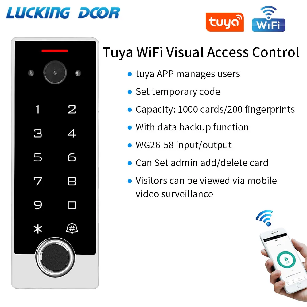 Wifi Video Fingerprint Intercom Sistema Di Controllo Accessi Tuya Smart App Door Appartamento E Controllo Accessi Rfid Domestico Con Citofono