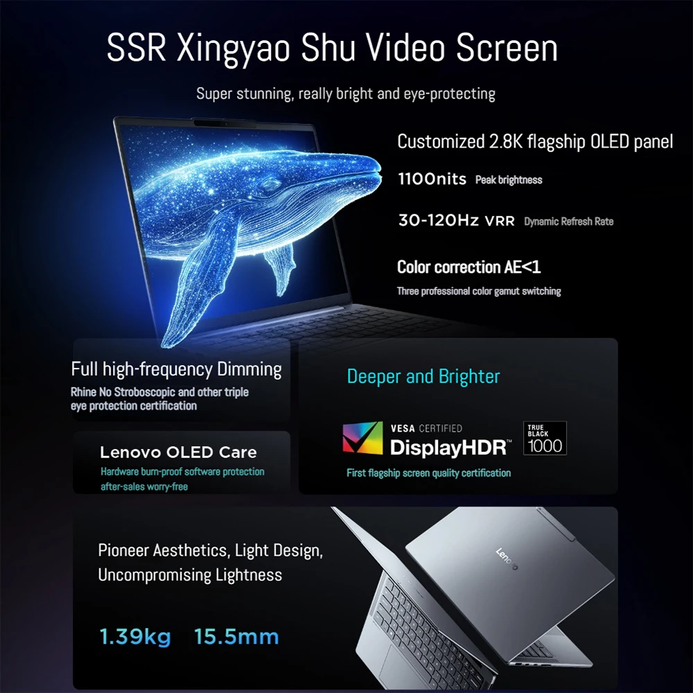 Lenovo Xiaoxin Pro14 GT Laptop Ultra 9 285H/Ultra 5 Integrated Graphics 32GB RAM 1T SSD 14 Inch 2.8K 120Hz Screen Notebook PC 5