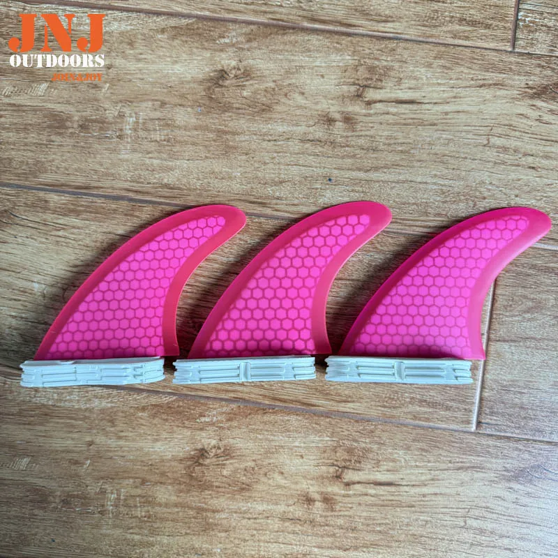JNJ FCS II Pink Surfboard Fins - Fiberglass & Honeycomb Thruster Set