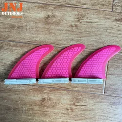JNJ FCS II Pink Surfboard Fins - Fiberglass & Honeycomb Thruster Set (Mf M G5)