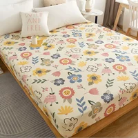 3pcs/Set 100% Cotton Bed Sheet With Elastic Flower Bed Fitted Sheet + 2pc Pillowcases Twin Full Queen King Cal-King Size B97 2