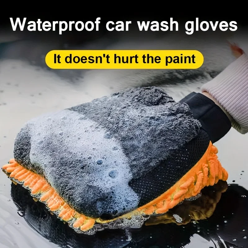 Car Wash Mitts,Chenille Coral Fleece Car Cleaning Tools,Plush Bear Paw,Non-Damage Paint,Car Cleaning Gloves
