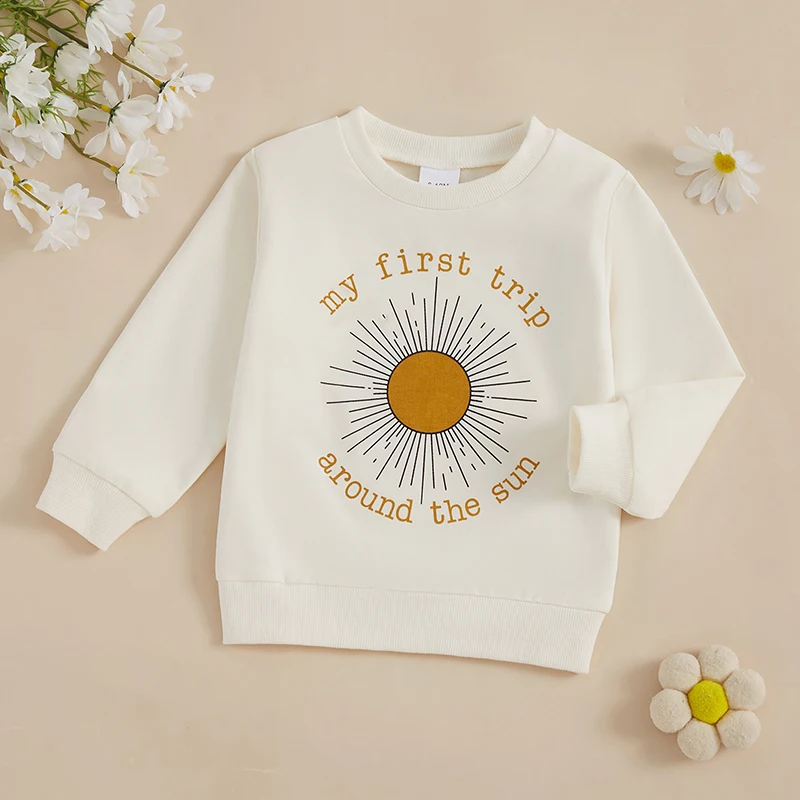 ma&baby 6-18M Newborn Infant Baby Boy Girl T-shirt 1st Birthday Clothing Letter Sun Pattern Long Sleeve Fall Spring Tops