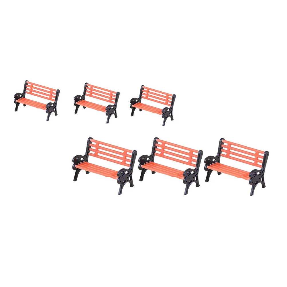 

6Pcs Miniature Park Benches Kids Pretend Toy Ornament Home Park Chairs