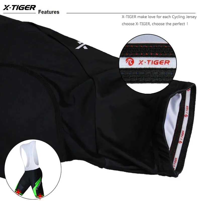 Cycling Bib Shorts X-TIGER Pro Mountain Bike Summer ShockProof 5D GEL Pad Cushion MTB Bicycle Bib Tights Triathlon cycling bib shorts