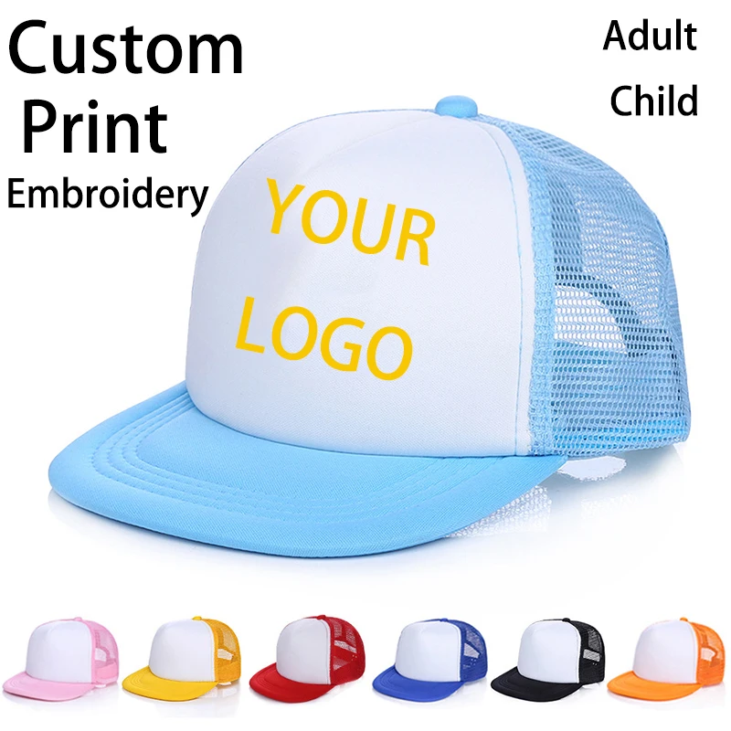 1 Pcs Free Custom Logo Baseball Cap Kids Personality Diy Design Trucker