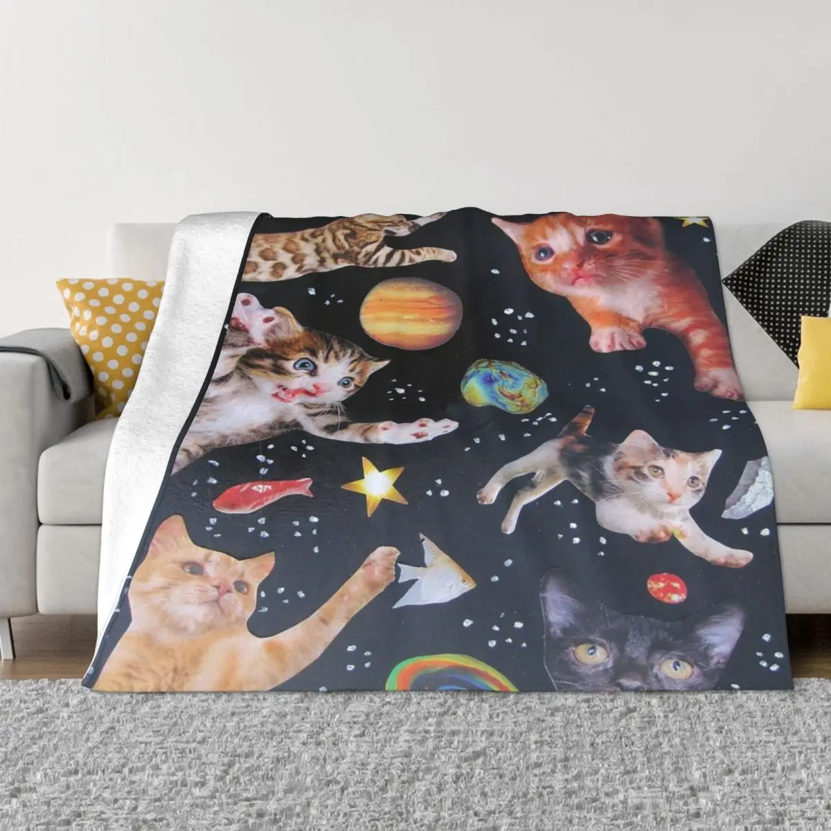 

Cute Cat Lover Blanket Flannel Decoration Animal Pet Cartoon Breathable Lightweight Throw Blankets for Sofa Bedroom Bedspread