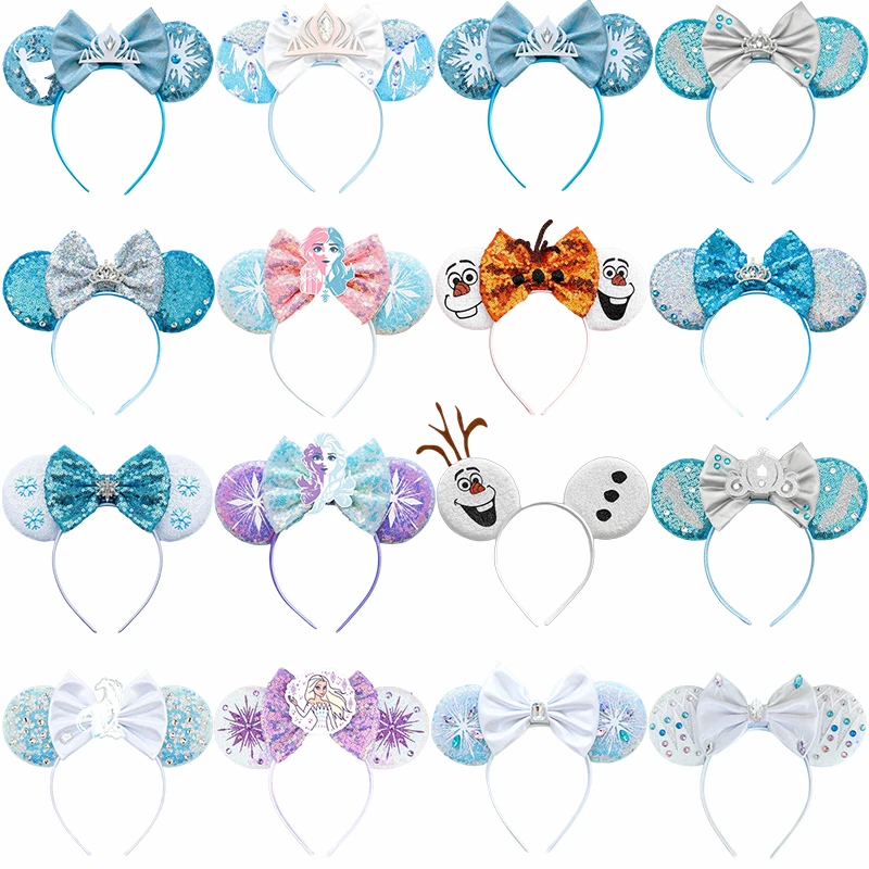 Disney Frozen Headbands Girls Snowflake Crown Sequins Bow Hairbands for Kids Olaf Hair Accessories Women Elsa Anna Headwear Gift лот из 3 пар носков elsa frozen ii child disney
