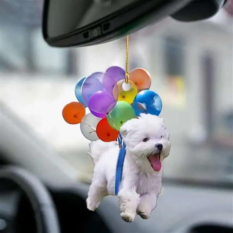 Nette Auto Anhänger Hund mit Luftballons Hängen Auto Zubehör Auto