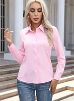 Femmes printemps automne Style Blouses chemises dame décontracté à manches longues col rabattu couleur unie Blouse hauts 3