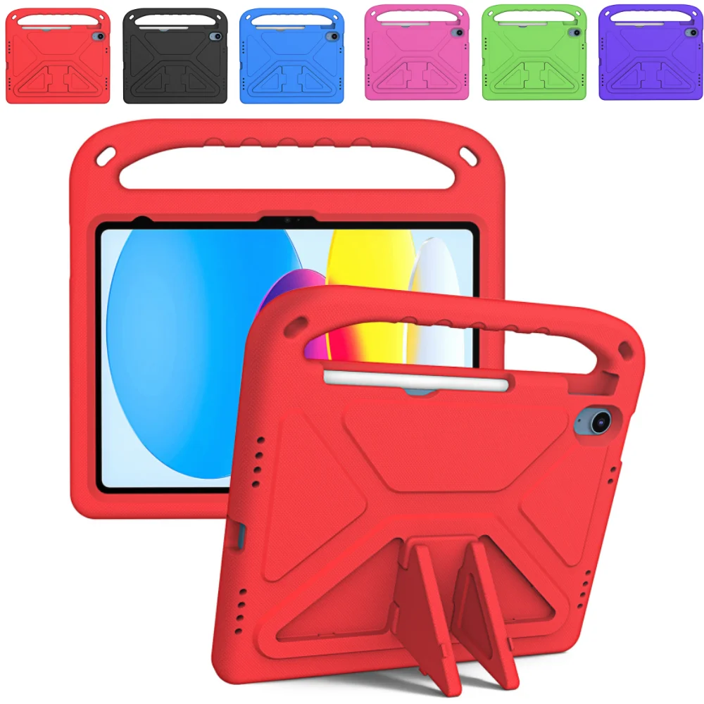 Children's Shockproof iPad Case with Handle, Built-in Stand, and Pen Slot