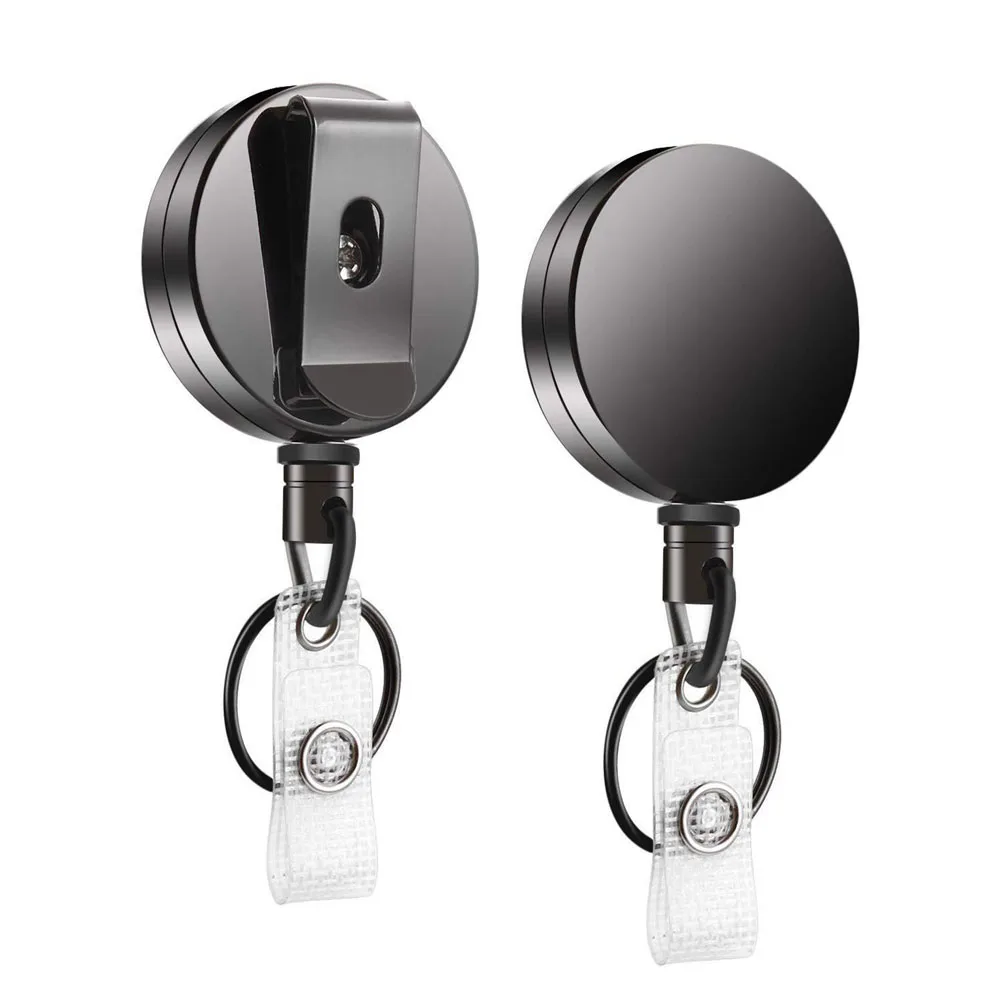 Luxury Zinc Alloy Badge Holder Lanyard with Retractable Key Ring Clips